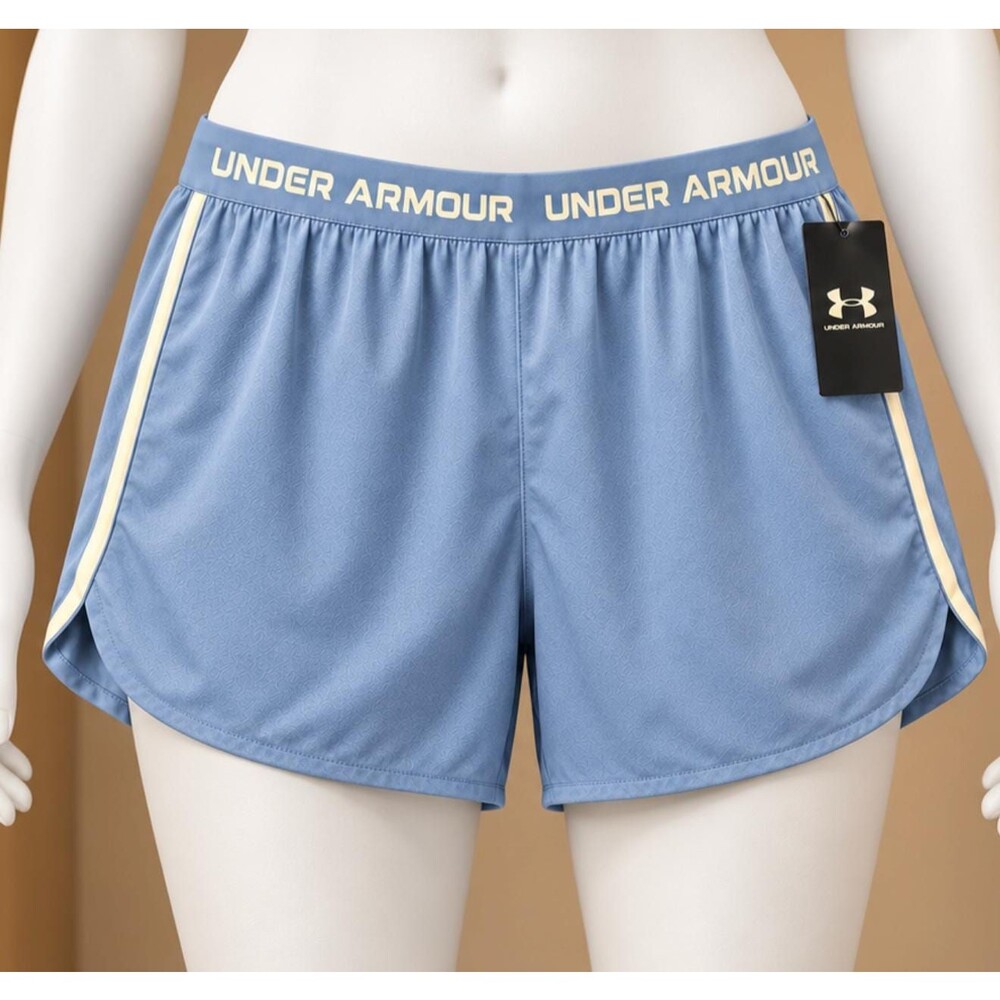 Under Armour Tech Play Up Shorts Womens 2XL Blue Elastic Waist New With Tags
